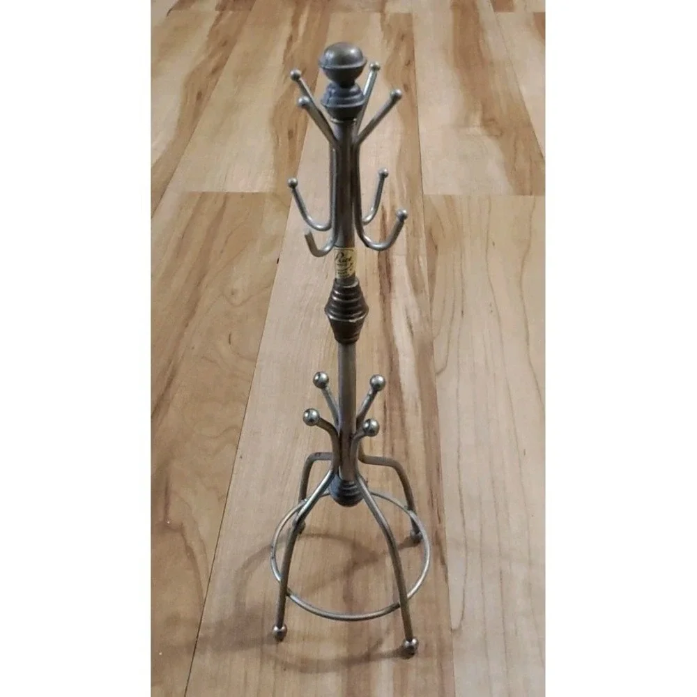 Vintage Silver Tone Metal Jewelry Tree Holder Coat Rack 12